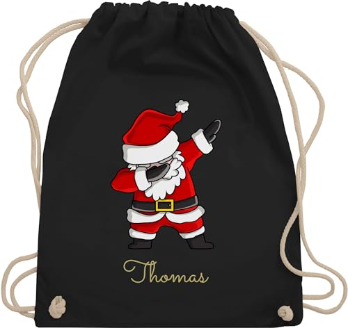 Turnbeutel Rucksack - Weihnachten - Dab Dabbing Weihnachtsmann mit Name I Weihnachtsmotiv - Unisize - Schwarz - weihnachtsrucksack weinachts tasche weinachten weihnachtliches christmas weihnachts von Geschenk mit Namen personalisiert by Shirtracer