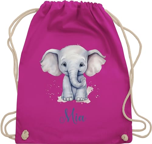 Turnbeutel Rucksack - Zootiere - Elefant Dickhäuter Grauer Riese Rüsseltier - Unisize - Fuchsia - kita elefanten geschenke kinder junge elephant und name elefantenmotiv von Geschenk mit Namen personalisiert by Shirtracer