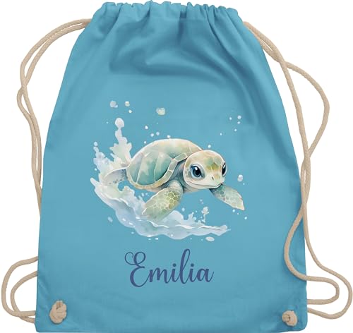 Turnbeutel Rucksack - Zootiere - Schildkröte Panzertier - Unisize - Hellblau - schildkröten turtles und turtle personalierten schildkrötenmotiv name geschenke thema personalisierte von Geschenk mit Namen personalisiert by Shirtracer