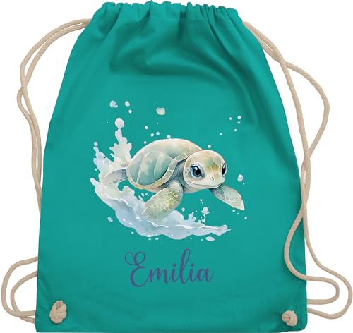 Turnbeutel Rucksack - Zootiere - Schildkröte Panzertier - Unisize - Türkis - schildkröten turtle und turtles personalierten schildkrötenmotiv geschenke thema name personalisierte von Geschenk mit Namen personalisiert by Shirtracer