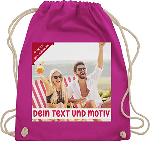 Turnbeutel Rucksack - eigenem Bild - Eigenes Foto Geschenk I - Unisize - Fuchsia - kita wechselkleidung beutel selbst drucken photo stoffbeutel turnsackerl kindergarten kinder selber gestalten own von Geschenk mit Namen personalisiert by Shirtracer