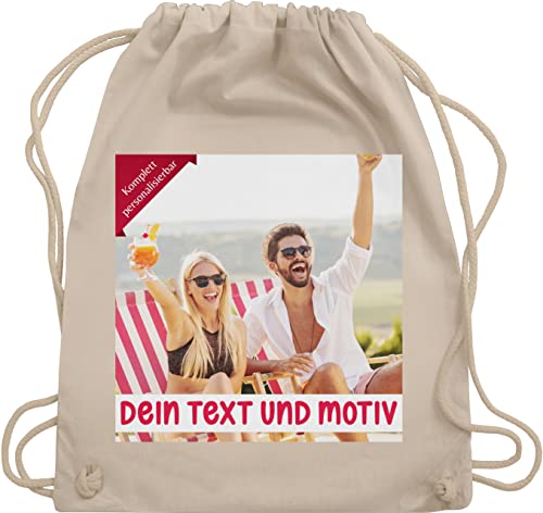 Turnbeutel Rucksack - eigenem Bild - Eigenes Foto Geschenk I - Unisize - Naturweiß - kita wechselkleidung beutel selbst drucken photo stoffbeutel turnsackerl kindergarten kinder selber gestalten von Geschenk mit Namen personalisiert by Shirtracer