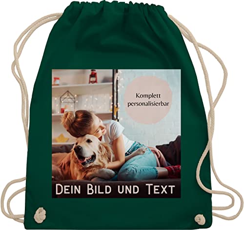 Turnbeutel Rucksack - eigenem - Foto Bild Geschenk I Dein Bild und Text - Unisize - Dunkelgrün - personalisierte wechselkleidung beutel kita tasche selbst drucken photo stoffrucksack von Geschenk mit Namen personalisiert by Shirtracer