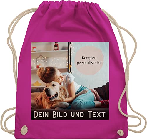 Turnbeutel Rucksack - eigenem - Foto Bild Geschenk I Dein Bild und Text - Unisize - Fuchsia - personalisierte wechselkleidung beutel kita tasche selbst drucken photo stoffrucksack von Geschenk mit Namen personalisiert by Shirtracer