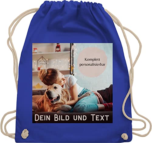 Turnbeutel Rucksack - eigenem - Foto Bild Geschenk I Dein Bild und Text - Unisize - Royalblau - personalisierte wechselkleidung beutel kita tasche selbst drucken photo stoffrucksack von Geschenk mit Namen personalisiert by Shirtracer