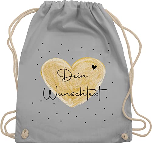 Turnbeutel Rucksack - Aufdruck selbst gestalten - Dein Wunschtext - Unisize - Hellgrau - girlfriend stoffsackerl partner wechselkleidung+beutel selber bedrucken mothers day sport beutel von Geschenk mit Namen personalisiert by Shirtracer