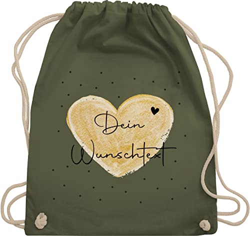 Turnbeutel Rucksack - Aufdruck selbst gestalten - Dein Wunschtext - Unisize - Olivgrün - zum selbstgestalten herz gym bag beutel bedrucken selber mensch turn tasche turnbeutel+bedrucken schriftzug von Geschenk mit Namen personalisiert by Shirtracer