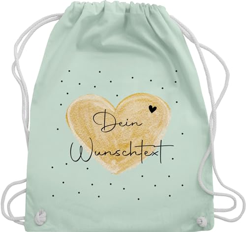 Turnbeutel Rucksack - Aufdruck selbst gestalten - Dein Wunschtext - Unisize - Pastell Grün - jungesellenenabschied stoffbeutel selber beschriften herzensmensch turnsack wechselkleidung drucken von Geschenk mit Namen personalisiert by Shirtracer