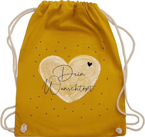 Turnbeutel Rucksack - Aufdruck selbst gestalten - Dein Wunschtext - Unisize - Senfgelb - ich liebe dich sporttasche beste freundin beutel für wechselwäsche eigenem text herz bedrucken taschen von Geschenk mit Namen personalisiert by Shirtracer