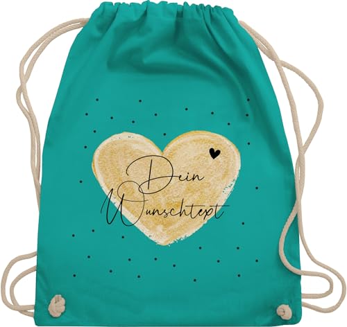 Turnbeutel Rucksack - Aufdruck selbst gestalten - Dein Wunschtext I Geschenk personalisiert Weihnachten I Vatertag I Muttertag I Geburtstag - Unisize - Türkis - taschen jga beutel wechselkleidung von Geschenk mit Namen personalisiert by Shirtracer
