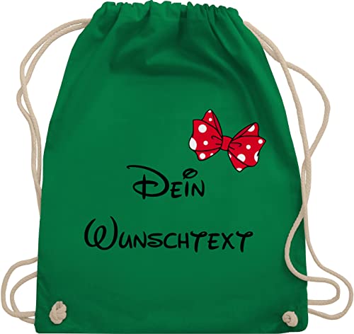 Turnbeutel Rucksack - Aufdruck selbst gestalten - Wunschtext Schleife - Unisize - Grün - kinder stoffbeutel kindergarten wechselwäsche beutel beschriften selber rucksäcke freundin von Geschenk mit Namen personalisiert by Shirtracer