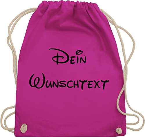 Turnbeutel Rucksack - Aufdruck selbst gestalten - Wunschtext - Unisize - Fuchsia - beutel wechselkleidung 4 zeilen name stoffbeutel jungen kindergarten personalisierte kindergartentasche von Geschenk mit Namen personalisiert by Shirtracer