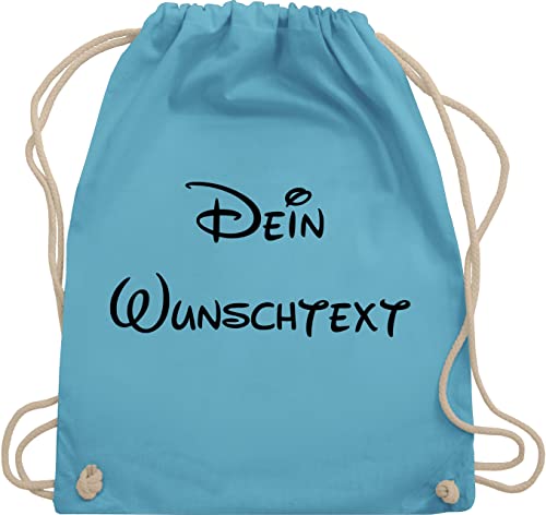 Turnbeutel Rucksack - Aufdruck selbst gestalten - Wunschtext - Unisize - Hellblau - personalisiertes personalisierte beutel kinder stoffbeutel kindergarten wechselkleidung kindergartenbeutel von Geschenk mit Namen personalisiert by Shirtracer