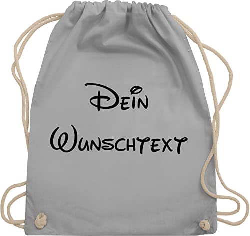 Turnbeutel Rucksack - Aufdruck selbst gestalten - Wunschtext - Unisize - Hellgrau - personalisierter hier ihr wunsch text tasche kinder stoffbeutel kindergarten wechselkleidung beutel name deinem von Geschenk mit Namen personalisiert by Shirtracer