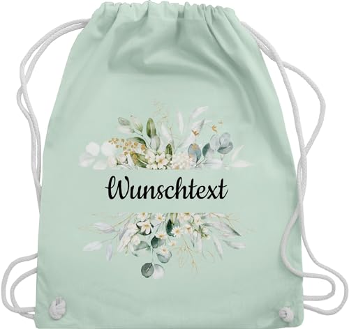 Turnbeutel Rucksack - Aufdruck selbst gestalten - Wunschtext Text - Unisize - Pastell Grün - kita wechselkleidung beutel drucken lassen kordelzug kinder stoffbeutel kindergarten selbstgestalten von Geschenk mit Namen personalisiert by Shirtracer