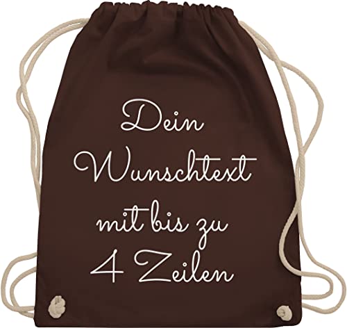 Turnbeutel Rucksack - Aufdruck selbst gestalten - Wunschtext - Unisize - Braun - zum selbstgestalten kinder baumwolle für kindergarten tasche kita jungs bedrucken selber stoff schule beutel von Geschenk mit Namen personalisiert by Shirtracer