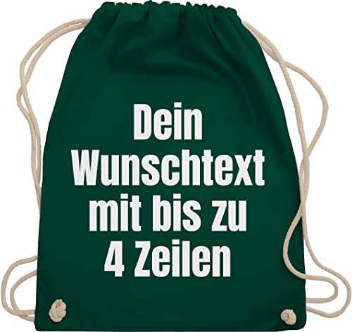 Turnbeutel Rucksack - Aufdruck selbst gestalten - Wunschtext I Eigener Text I Custom Text - Unisize - Dunkelgrün - personalisierter beutel stoffbeutel name personalisierte datum stoffrucksack von Geschenk mit Namen personalisiert by Shirtracer