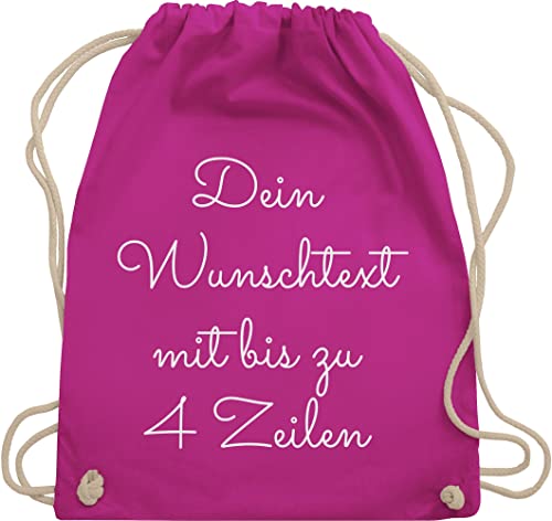 Turnbeutel Rucksack - Aufdruck selbst gestalten - Wunschtext - Unisize - Fuchsia - personalisiertes personalisierter stoffbeutel wechselsachen beutel kita kindergartenbeutel name text frei wählbar von Geschenk mit Namen personalisiert by Shirtracer