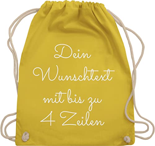 Turnbeutel Rucksack - Aufdruck selbst gestalten - Wunschtext - Unisize - Gelb - beutel kinder stoffbeutel kindergarten schriftzug baumwoll für eigenem druck name individuell baumwolle von Geschenk mit Namen personalisiert by Shirtracer