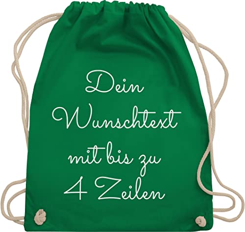 Turnbeutel Rucksack - Aufdruck selbst gestalten - Wunschtext - Unisize - Grün - rucksäcke sporttasche kindergarten wechselsachen beutel kita eigenem schriftzug taschen jungen stoffbeutel schule von Geschenk mit Namen personalisiert by Shirtracer