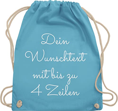 Turnbeutel Rucksack - Aufdruck selbst gestalten - Wunschtext - Unisize - Hellblau - tasche turnsackerl kindergarten kinder beutel kita name personalisierter selber sportbeutel personalisierte von Geschenk mit Namen personalisiert by Shirtracer