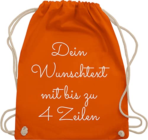 Turnbeutel Rucksack - Aufdruck selbst gestalten - Wunschtext - Unisize - Orange - stofftasche sportbeutel kindergarten jungen beutel kita eigenem text turnsack stoffbeutel kinderrucksack beschriften von Geschenk mit Namen personalisiert by Shirtracer