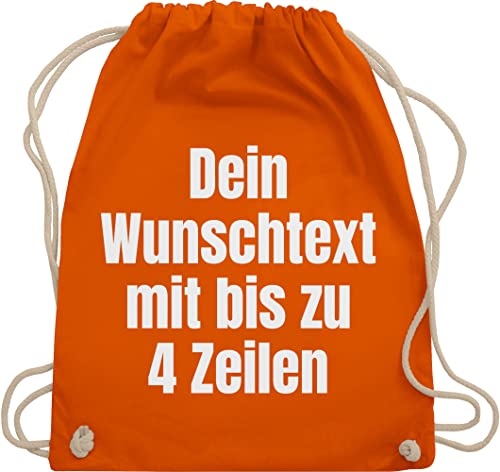 Turnbeutel Rucksack - Aufdruck selbst gestalten - Wunschtext - Unisize - Orange - beutel kinder wechselkleidung stoffbeutel eigenem text stoffsackerl damen stoff baumwoll selber beschriften von Geschenk mit Namen personalisiert by Shirtracer