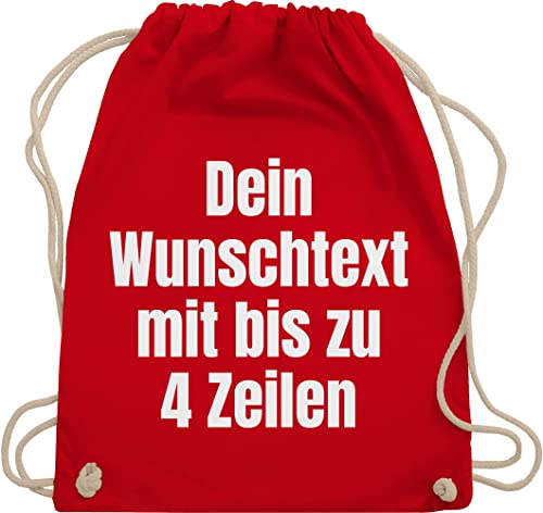 Turnbeutel Rucksack - Aufdruck selbst gestalten - Wunschtext - Unisize - Rot - personalisierter with text beutel stoffbeutel name personalisierte kindergartentasche personalisiertes dein sportbeutel von Geschenk mit Namen personalisiert by Shirtracer