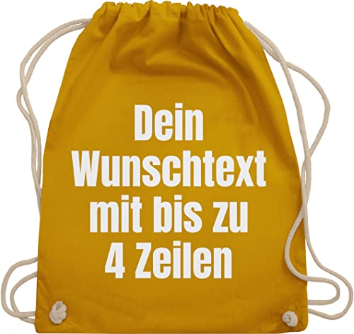 Turnbeutel Rucksack - Aufdruck selbst gestalten - Wunschtext - Unisize - Senfgelb - druck baumwolltasche beutel wechselkleidung personalisieren baumwollbeutel stoffbeutel tasche eigenem schriftzug von Geschenk mit Namen personalisiert by Shirtracer