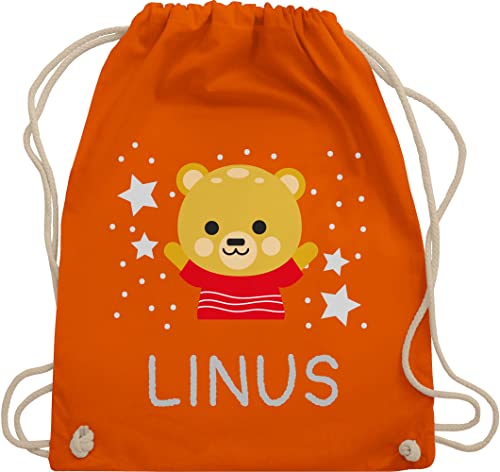 Turnbeutel Rucksack - Bären - Bär und Dein Name - Unisize - Orange - kinder wechselbeutel kindergarten turnen tasche stoffbeutel kind stoffrucksack personalisierte beutel turnsack schnur jungen von Geschenk mit Namen personalisiert by Shirtracer