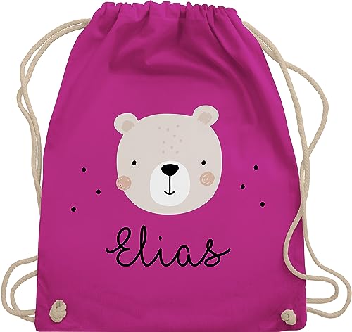 Turnbeutel Rucksack - Süßer Heller Bär Bärenmotiv Bären Bear - Unisize - Fuchsia - und beutel baumwolle stoffbeutel kinder kindergartenrucksack mädchen kinderturnbeutel kindergarten tasche von Geschenk mit Namen personalisiert by Shirtracer