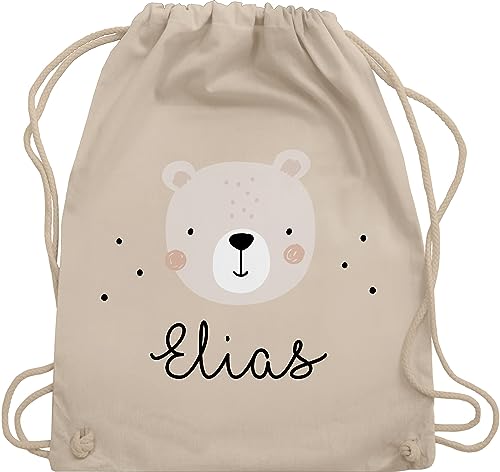 Turnbeutel Rucksack - Süßer Heller Bär Bärenmotiv Bären Bear - Unisize - Naturweiß - personalisierter beutel kinder kindergarten wechselbeutel teddy bärchen umhängebeutel tasche für von Geschenk mit Namen personalisiert by Shirtracer