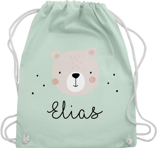 Turnbeutel Rucksack - Süßer Heller Bär Bärenmotiv Bären Bear - Unisize - Pastell Grün - kinder wechselbeutel bärchen rucksäcke personalisierter beutel kindergarten kindergartenrucksack und von Geschenk mit Namen personalisiert by Shirtracer