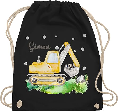 Turnbeutel Rucksack - Bagger Baggerfahrer Geschenk - Unisize - Schwarz - beutel kita name personalisierter sportbeutel für kindergartenkinder jungen baufahrzeug fahrzeug umhängebeutel von Geschenk mit Namen personalisiert by Shirtracer