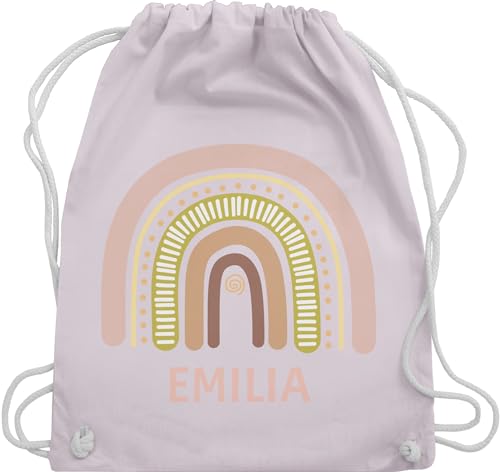 Turnbeutel Rucksack - Boho - Regenbogen - Dein Name - Unisize - Pastell Rosa - tasche kindergarten wechselklamotten kinderturnbeutel personalisierter beutel wechselkleidung mädchen turnbeutel. von Geschenk mit Namen personalisiert by Shirtracer