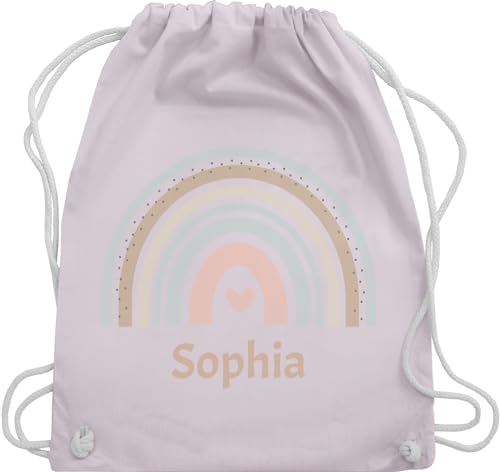 Turnbeutel Rucksack - Boho - Regenbogen Farbbogen Himmelsbogen Rainbow - Unisize - Pastell Rosa - kindergarten rucksäcke stoffrucksack personalisierte mädchen beutel für schulanfänger gym bag von Geschenk mit Namen personalisiert by Shirtracer