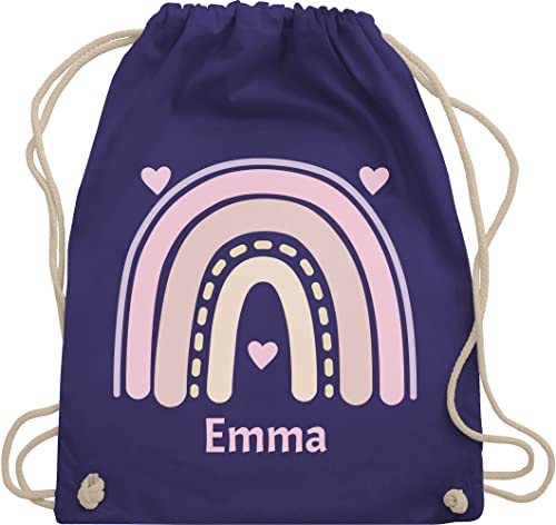 Turnbeutel Rucksack - Boho - Regenbogen - Herzchen Name - Unisize - Lila - kindergarten rucksäcke personalisierte wechselkleidung beutel stoffbeutel kinder schule schulanfang mädchen sportbeutel von Geschenk mit Namen personalisiert by Shirtracer