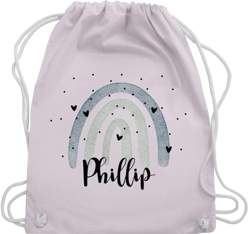 Turnbeutel Rucksack - Boho - Regenbogen Name - Unisize - Pastell Rosa - kindergarten rucksäcke personalisierte wechselkleidung beutel stoffbeutel kinder schule schulanfang mädchen sportbeutel von Geschenk mit Namen personalisiert by Shirtracer