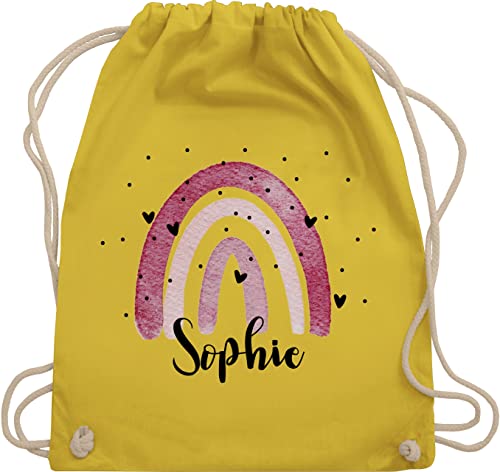 Turnbeutel Rucksack - Boho - Regenbogen Rainbow - Unisize - Gelb - kindergarten rucksäcke mädchen beutel für kita baumwolle tasche grundschule schule wechselwäsche kinder giddah turnsackerl von Geschenk mit Namen personalisiert by Shirtracer