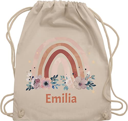 Turnbeutel Rucksack - Boho - Regenbogen Rainbow - Unisize - Naturweiß - kindergarten name beutel baumwolle personalisierte tasche kinder stoffbeutel schule namens geschenke kita sportbeutel von Geschenk mit Namen personalisiert by Shirtracer