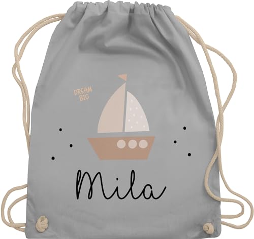 Turnbeutel Rucksack - Süßes Segelboot Boot Segler - Unisize - Hellgrau - segler-geschenk und name von Geschenk mit Namen personalisiert by Shirtracer