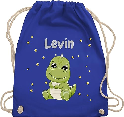 Turnbeutel Rucksack - Süßer Dino Dinosaurier Dinosaurus Dinomotiv - Unisize - Royalblau - wäschebeutel kindergarten turnsack beutel kita name kinder baumwolle kindergartentasche von Geschenk mit Namen personalisiert by Shirtracer