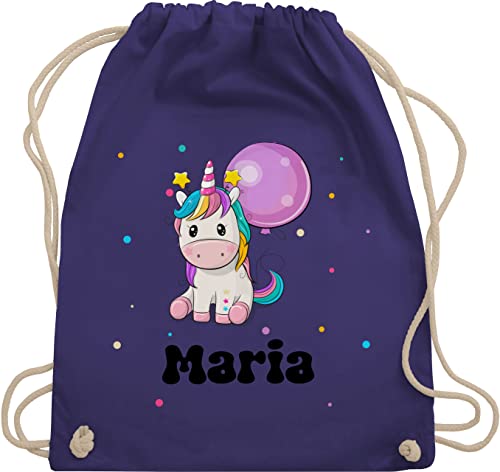 Turnbeutel Rucksack - Einhorn Einhörner Unicorn Geburtstag - Unisize - Lila - kindergarten beutel kita tasche mädchen personalisierte kinder rucksäcke stoffbeutel wechselkleidung von Geschenk mit Namen personalisiert by Shirtracer