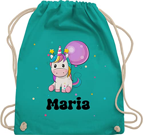 Turnbeutel Rucksack - Einhorn Einhörner Unicorn Geburtstag - Unisize - Türkis - beutel kita turnen kinder stoffbeutel kindergarten wechselkleidung gym personalisierte kindergartentasche von Geschenk mit Namen personalisiert by Shirtracer