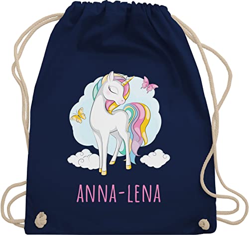 Turnbeutel Rucksack - Einhorn Unicorn Einhörner Kinder Geschenk - Unisize - Navy Blau - rucksäcke kindergarten kita wechselkleidung beutel mädchen personalisierte tasche name von Geschenk mit Namen personalisiert by Shirtracer