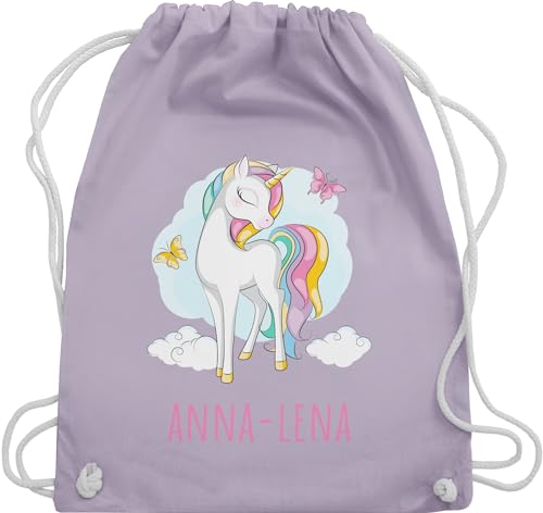 Turnbeutel Rucksack - Einhorn Unicorn Einhörner Kinder Geschenk - Unisize - Pastell Lila - beutel wechselkleidung name und stoff stoffbeutel kindergarten mädchen personalisierung baumwolle von Geschenk mit Namen personalisiert by Shirtracer