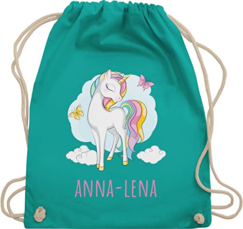 Turnbeutel Rucksack - Einhorn Unicorn Einhörner Kinder Geschenk - Unisize - Türkis - beutel schulanfang kindergarten rucksäcke mädchen stoffbeutel kita wechselkleidung geschenke schulanfänger von Geschenk mit Namen personalisiert by Shirtracer