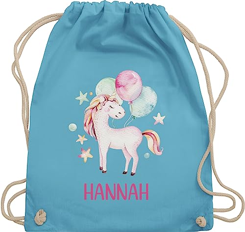 Turnbeutel Rucksack - Einhorn Unicorn Einhörner - Unisize - Hellblau - personalisierte wechselkleidung beutel geschenke kinderturnbeutel mädchen name turnsackerl kindergarten kinder und von Geschenk mit Namen personalisiert by Shirtracer