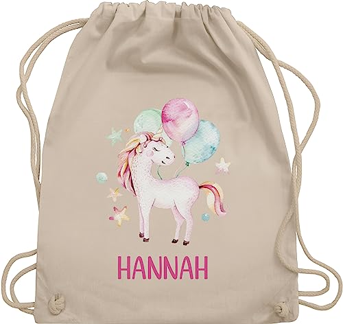 Turnbeutel Rucksack - Einhorn Unicorn Einhörner - Unisize - Naturweiß - beutel wechselkleidung kindergarten mädchen name turntasche kita kinderturnbeutel und sporttasche tasche von Geschenk mit Namen personalisiert by Shirtracer