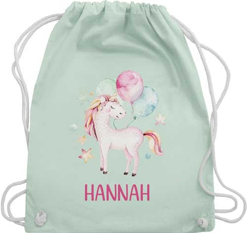 Turnbeutel Rucksack - Einhorn Unicorn Einhörner - Unisize - Pastell Grün - beutel für schulanfänger stoffbeutel kindergarten wechselkleidung sportbeutel mädchen einschulung tasche kita von Geschenk mit Namen personalisiert by Shirtracer